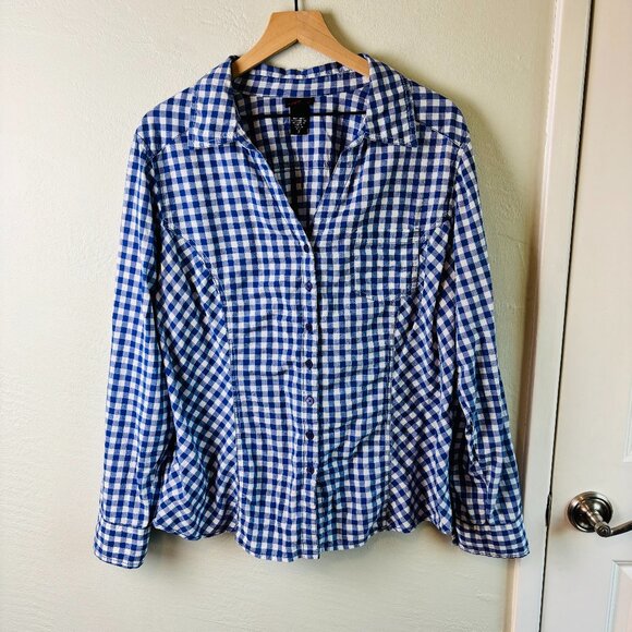 Torrid Blue Gingham Button-Down Shirt – Size 2 (Plus 2X) - Picture 1 of 9